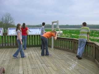 Friends on the bird-watching platform