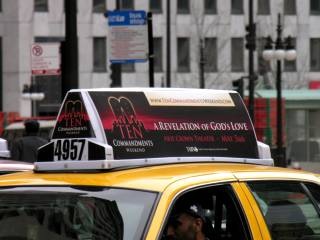 Ten Commandments Weekend taxi cab ad Ten Commandments taxi